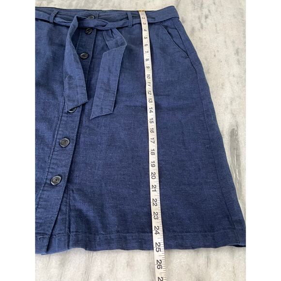 Liz Claiborne- Vintage Tie-waist Navy Blue Button Front Skirt Size 8 - Picture 7 of 7